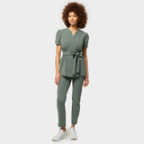 AMELIA tied medical apron - EUCALYPTUS GREEN 