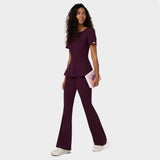 Bluza medyczna damska z baskinką KIM w kolorze Burgundy - kobieca, taliowana - Vena Uniformy