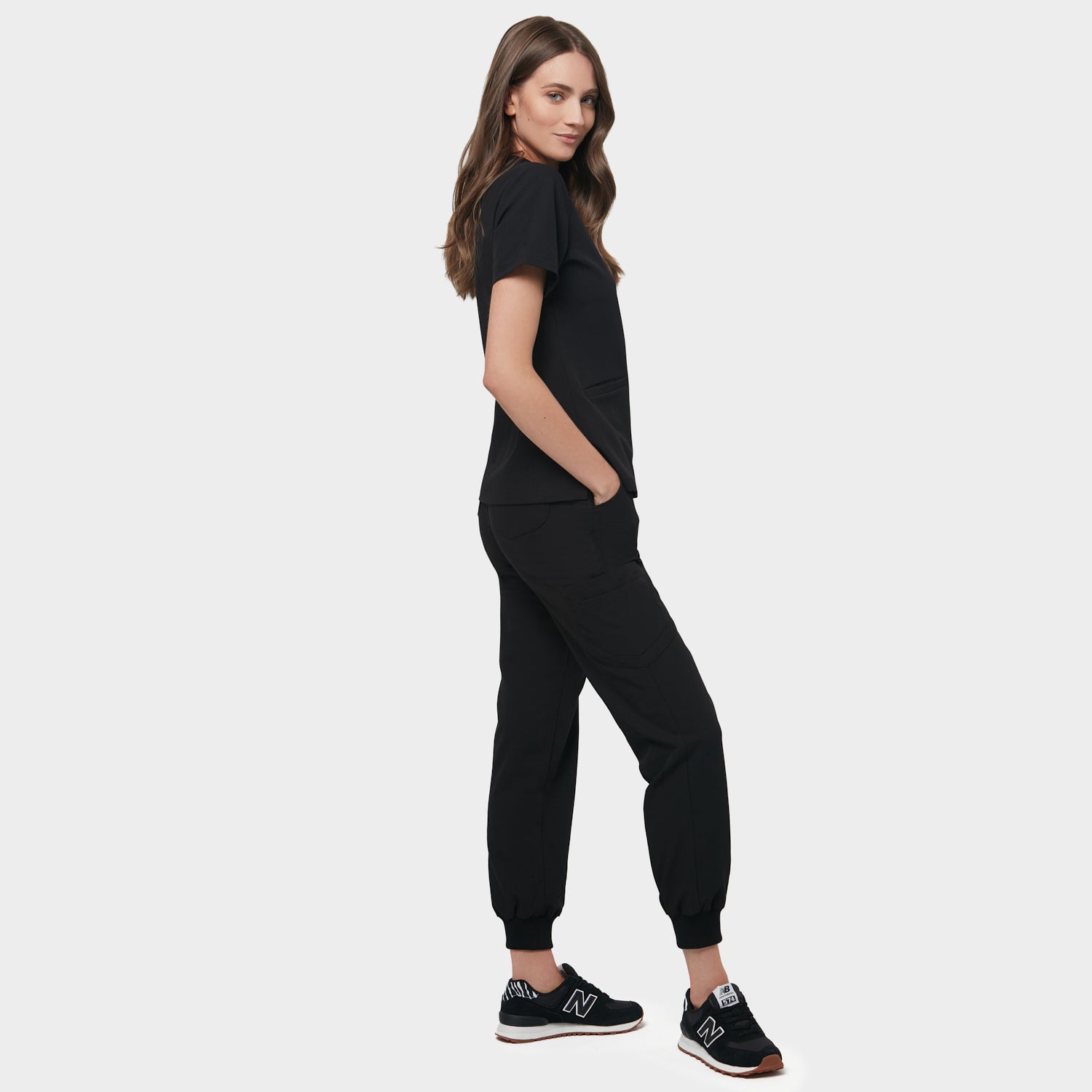 EMILY scrubs medical sweatshirt - BLACK