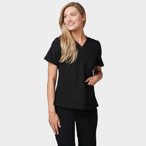 EMILY scrubs medical sweatshirt - BLACK - Model  ( 178 cm)