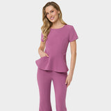 Bluza medyczna z baskinką KIM Berry Crush - elegancka odzież medyczna damska - Vena Uniformy