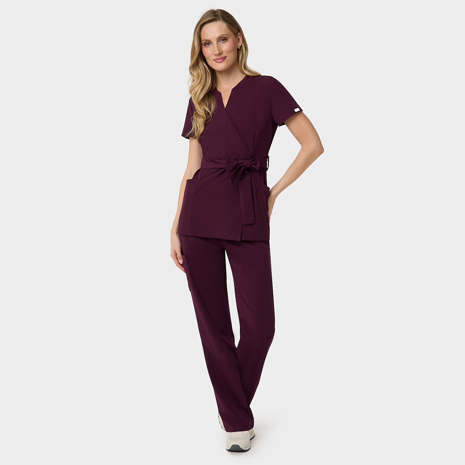 SOPHIA tied medical apron - BURGUNDY