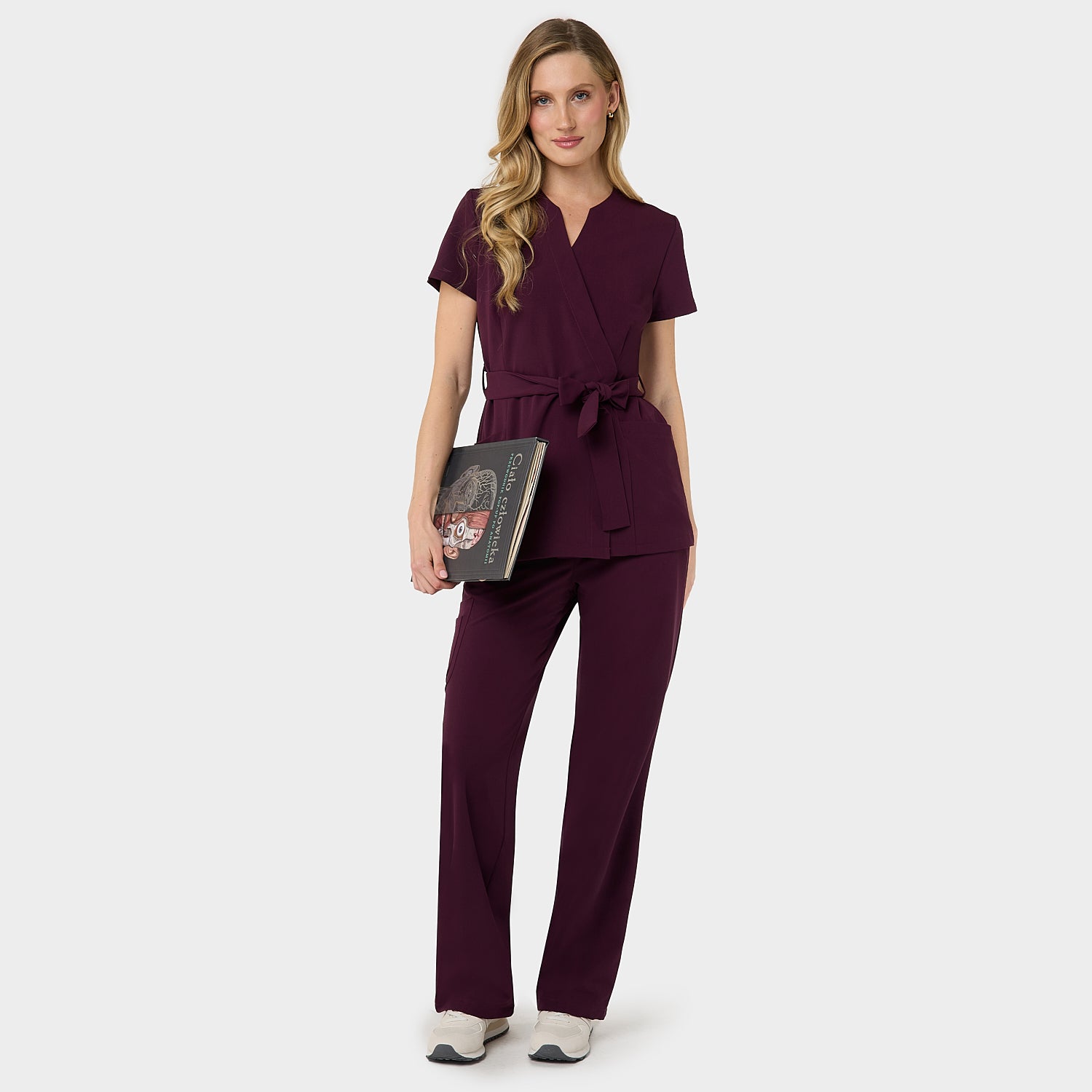 SOPHIA tied medical apron - BURGUNDY