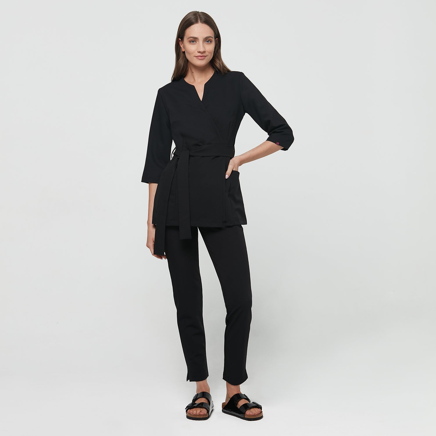 Damen Wickelkasack SOPHIA 3/4-Arm - BLACK