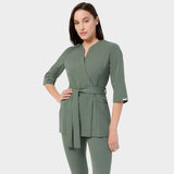 Damen Wickelkasack SOPHIA 3/4-Arm - EUCALYPTUS GREEN