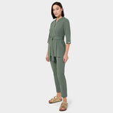 Damen Wickelkasack SOPHIA 3/4-Arm - EUCALYPTUS GREEN