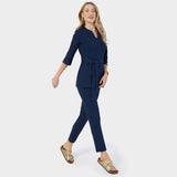 SOPHIA medical apron, 3/4 sleeves - NAVY 