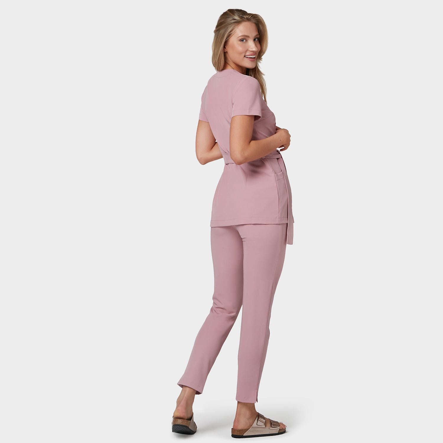 SOPHIA tied medical apron - BLOSSOM PINK